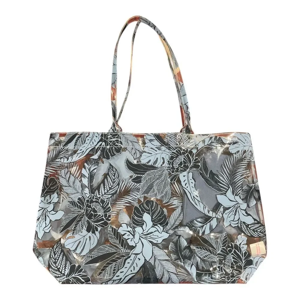 Victorias Secret Pink TRANSPARENT Jelly TROPICAL TOTE‎ + POUCH BEACH Bag